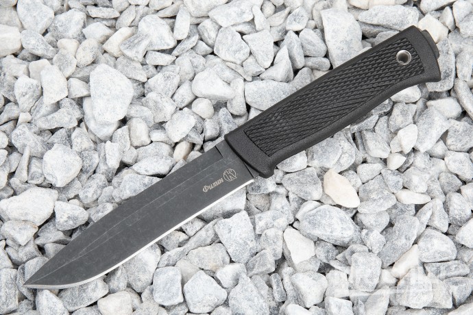 Нож Филин (AUS-8, stonewash черный, эластрон)
