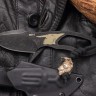Нож "Bull" black s/w, темляк, бусина - фото