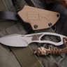 Нож "Bull" stonewash, темляк, бусина - фото