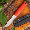 Нож NorthSF финка "Бочонок" N690, G10 красная, ножны – kydex, выпуклая линза - фото