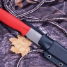 Нож OtusF N690, G10 красная, ножны – kydex, выпуклая линза - фото