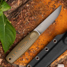 Нож NorthSF финка "Бочонок" ELMAX, G10 пес/оливк, ножны – kydex, выпуклая линза - фото