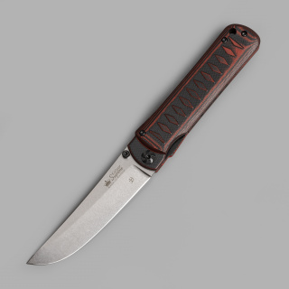 Складной нож Whisper D2 StoneWash red-black G10, На подшипнике