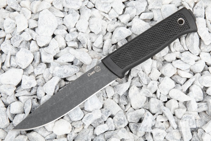 Нож Сова (AUS-8, stonewash черный, эластрон)