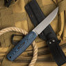 Нож NorthSF финка "Бочонок" M390, G10 черно-синяя - фото
