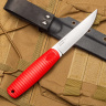 Нож NorthSF финка "Бочонок" ELMAX, G10 красная, ножны – kydex, выпуклая линза - фото